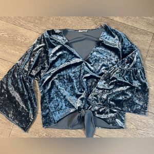 Women’s Velvet Blue Long Sleeve Top